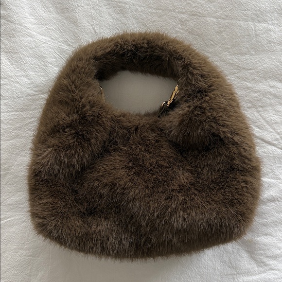 H&M Handbags - H&M Brown Faux Fur Shoulder Bag